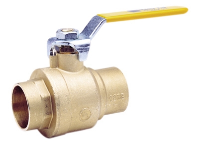 Pipe Fitting, Ball Valve, Lead-Free Brass, 3/4-In. Solder x Solder