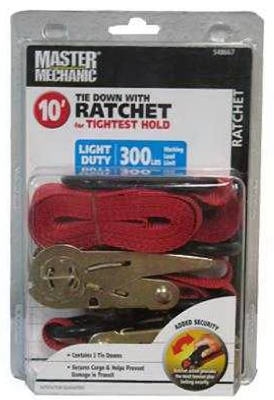 2-Pack 1 x 10-Inch Ratchet Tie-Downs