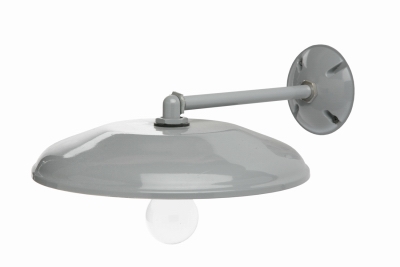 Barn/Yard Light, Round, Gray, 12-In.
