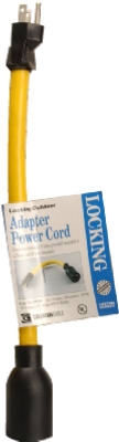 9-Inch 12/3 STW Yellow 15A-125V To 20A-125V Locking Cord Adapter