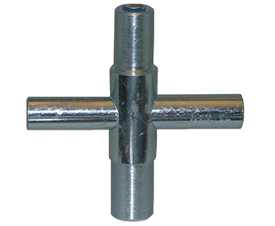 Outside Faucet/Hose Bibb Key ,Cross Shaped, Fits Square Broach, Metal.