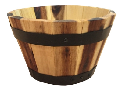 Wood Barrel Planter, 10 x 6-In.