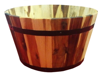 Wood Barrel Planter, 16 x 9.5-In.