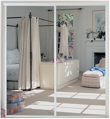 Sliding Mirror Door, Steel, Bright White, 59 x 80.5-In.