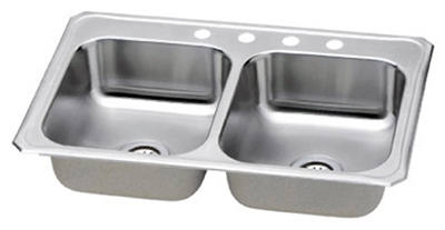 33 x 22 x 7-Inch Stainless-Steel Satin Double-Compartment Kitchen Sink