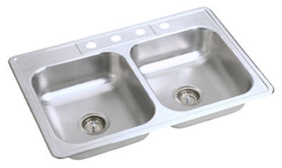 33 x 22 x 6-Inch Stainless-Steel Double-Compartment Kitchen Sink