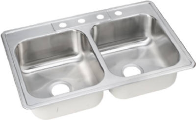 33 x 22 x 8-Inch Stainless-Steel Double-Compartment Kitchen Sink