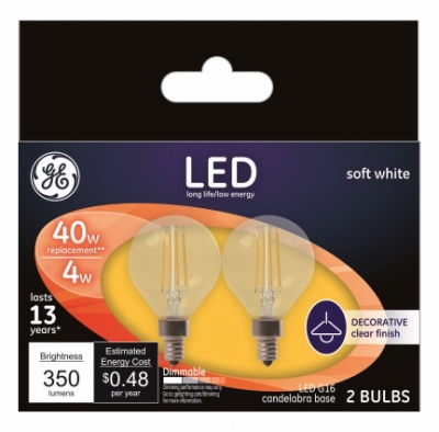 GE 2PK 4W LED G16 Bulb