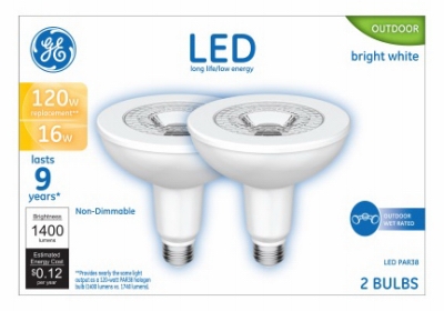 LED Flood Light Bulbs, Bright White, Clear, 1300 Lumens, 16-Watts, 2-Pk.