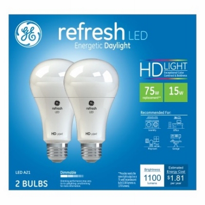 Refresh HD LED Light Bults, Daylight, 1100 Lumens, 13-Watts, 2-Pk.