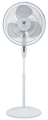 Oscillating Stand Fan, 3-Speeds, White, 16-In.