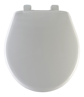 Round Plastic Toilet Seat, Whisper-Close  STA-TITE  Hinge, White
