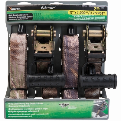 Real Tree Camo Ratchet Tie-Down, 1.25-In. x 12-Ft., 2-Pk.