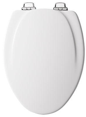 Elongated Molded Wood Toilet Seat, Chrome Whisper-Close  Hinge, STA-TITE , White