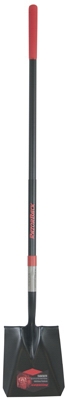 Square Point Shovel, Long Fiberglass Handle, Cushion Grip