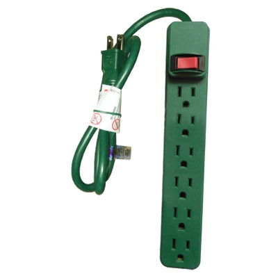 Power Strip, 6-Outlet, Green