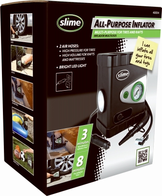 Tire Inflator + LED Light, 12-Volt