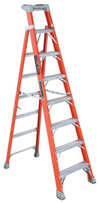 2-In-1 Cross Step Ladder, Fiberglass, 8-Ft.