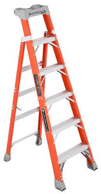 2-In-1 Cross Step Ladder, Fiberglass, 6-Ft.