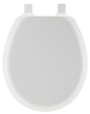 Round Molded Wood Toilet Seat, Easy-Clean & Change  Hinge, STA-TITE , White