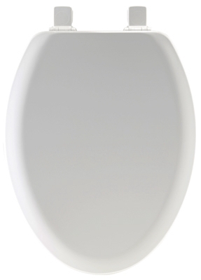 Elongated Molded Wood Toilet Seat, Easy-Clean & Change  Hinge, STA-TITE , White