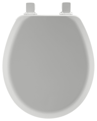 Round Molded Wood Toilet Seat, Easy-Clean & Change  Hinge, STA-TITE , Silver