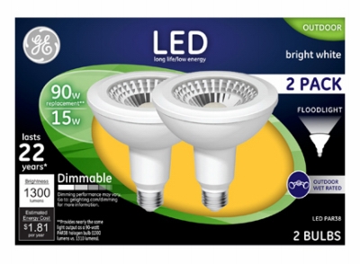 LED Flood Light Bulbs, Bright White, Clear, 1300 Lumens, 15-Watts, 2-Pk.