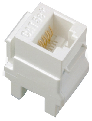 RJ45 Connector Fits Keystone Plates, Category 5E, White