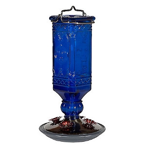 Perky-Pet® Cobalt Blue Antique Bottle Glass Hummingbird Feeder
