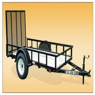 5'x 10' Utility Trailer with Wood Floor & Mesh Gate