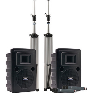 Dual Speaker Sound System with Wireless Microphones
