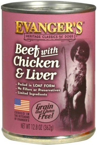Evanger's Beef with Chicken & Liver Canned Dog Food 12.8oz