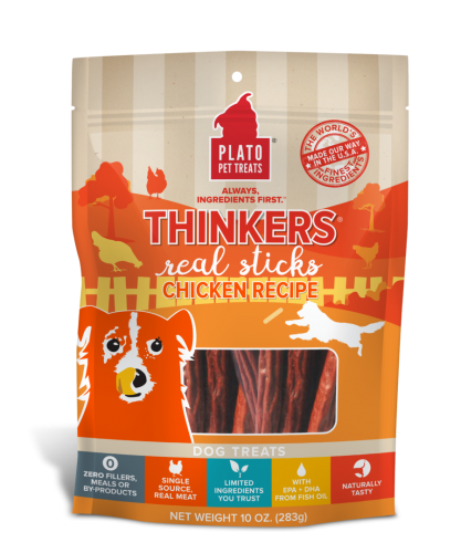 Plato Thinkers Chicken Meat Stick Dog Treats 10 oz