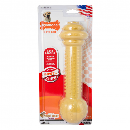Power Chew Peanut Butter Flavored Barbell Chew Toy