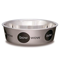 Loving Pets Bella Bowl Small Bow Wow- Metallic Silver  