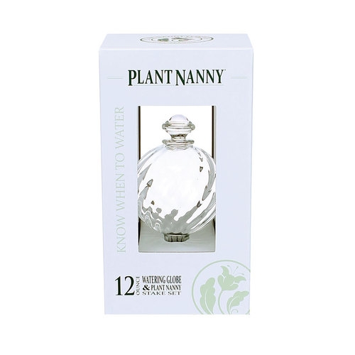 Plant Nanny 12 oz. Sprial Glass Watering Globe & Stake with Decorative Finial