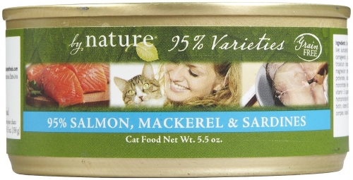 By Nature Natural 95% Salmon, Mackeral, Sardine 24/5.5 oz.