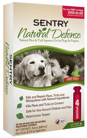 Sergeant's Sentry Natural Defense Flea & Tick Squeeze-on for Dogs/Puppies over 40lbs