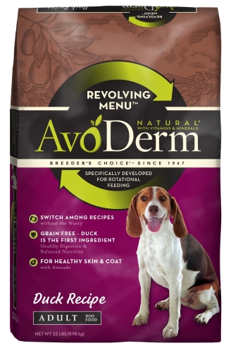 Dry Dog Revolving Menu: 22.0 LBS AVODERM ADULT DUCK   