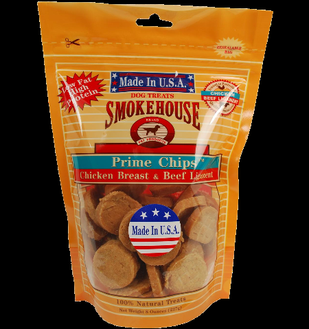 Smokehouse USA Pet Products Prime Chips Chicken Breast, 8 and 12 ounce bags