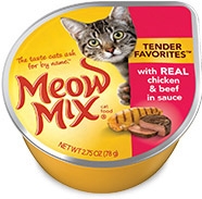 Delmonte Meow Mix Tender Favorites Real Chicken & Beef 24/2.75 oz.   