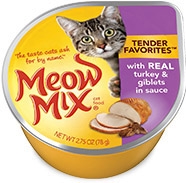 Delmonte Meow Mix Tender Favorites Real Turkey & Giblets 24/2.75 oz. Cans