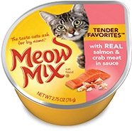 Delmonte Meow Mix Tender Favorites Real Salmon & Crabmeat 24/2.75 oz. Cans