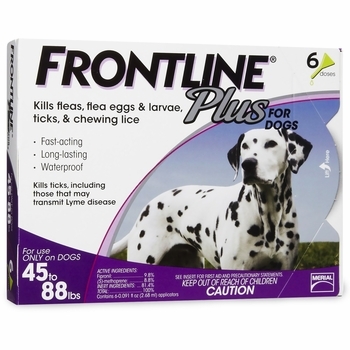 Frontline Plus Flea and Tick Treatment, Dog 45-88Lbs