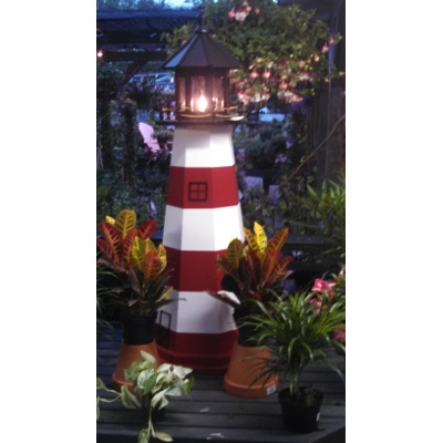 5' Painted Wood Lighthouse w/ Light