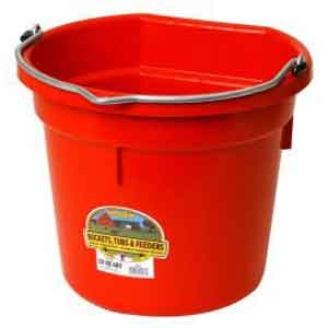 20 Quart Flat Back Plastic Bucket - Red