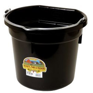 20 Quart Flat Back Plastic Bucket - Black