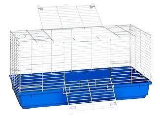 Rabbit Cage With Blue Plastic Bottom 40in