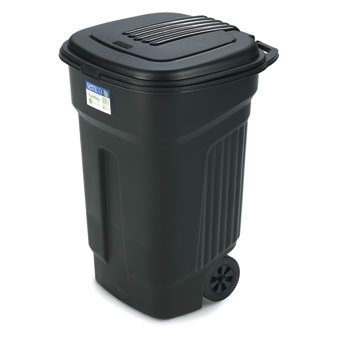Semco Plastic Trash Can With Wheels & Lid 35 Gal