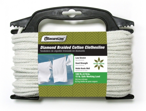 Diamond Braided Cotton Clothesline 3/16in X 100ft
